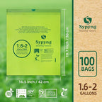 Compostable Kitchen Trash Bags 1,6-2 Gallon (100-Pack) - Heavy-Duty 1.1 Mil, 100% Biodegradable, ASTM D6400, BPI & OK Compost HOME Certified, Eco-Friendly, Leakproof & Odor Control