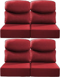 Luxury 22x24/22x25 6-Inch Smile Patio Dining Chair Cushions Set of 4 - Heavy Duty Water Slashproof Outdoor Seat Cushion for Outside Furniture Set Swivel Chairs Loveseat L-Shape Sofa - Red