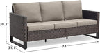 Rilyson Wicker Outdoor Couch Patio Sofa - 3 Seater Rattan Outdoor Patio Couch with Waterproof Wicker,Comfortable Cushions and Sturdy Metal Frame for Outside Porch Deck Backyard(Brown/Grey)