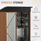 5x3 Ft Storage Shed, Outdoor Metal Shed with Floor Base& Lock, Small Lean to Shed, Compact Vertical Outside Bike Tiny House for Garden, Backyard, Patio, Tool