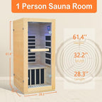 Home Far-Infrared Sauna Cabin Crafted from Canadian Hemlock Wood 900W Red Light Bluetooth Speaker Single-Person Indoor Model Dimensions: 28.35 × 32.28 × 61.42 inches