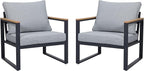 Outdoor Chairs Set of 2, Outdoor Furniture Set, Outdoor Conversation Chair Sets for Balcony Backyard Park Garden, Light Grey