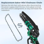 6 Inch Mini Chainsaw Chain Replacement for Saker 6 Inch Portable Electric Cordless Chainsaw,‎GJ15990-X36820 Chain Saw Blade,37 Drive Links 0.043" Gauge 1/4" LP Pitch (3 Pack)