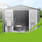 8x10FT Heavy-Duty Metal Storage Shed with Apex Roof, Outdoor Garden Shed with Hinged Door, Steel Vents & Free Padlock, Weatherproof Tool Shed for Backyard, Lawn Equipment & Bike Storage
