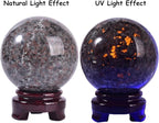 Large Yooperlite Sphere Natural Yooperlite Stone Healing Crystal Ball with Stand Energy Meditation Decor 100-110mm/3.9-4.3"