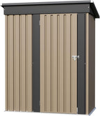 Furniwell 5x3 FT Outdoor Storage Shed, Metal Garden Sheds Outdoor Storage House with Single Lockable Door for Backyard Patio Lawn, Brown