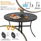 Sophia & William 5 Pieces Patio Dining Set with 4 Metal Armchairs and Round Dining Table, Outdoor Conversation Armchairs Furniture with Seat Cushions and 1.57" Umbrella Hole for Porch Backyard Balcony