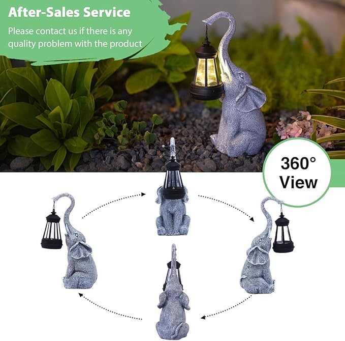 Goodeco Elephant Statue for Garden Decor with Gift Appeal - Ideal Gifts for Women, Mom or Birthdays, Beautifully Crafted Outdoor & Home Decor to Wow Your Guests (11" Elephant)