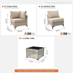 Outdoor Sectional Patio Furniture Set with Glowing Table,7 Pieces Wicker Conversation Sets L Shaped Couch Out Door Sofa Set Outside Furniture for Garden Deck Yard Porch,Beige