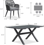 PURPLE LEAF 5 Pieces Outdoor Dining Set All-Weather PE Rattan Outdoor Patio Furniture Set with All Aluminum Frame Rectangular Table and Chairs Set for Lawn Garden Backyard Deck, Grey