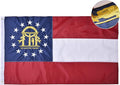 Georgia State Flag 4x6 Ft Deluxe Full Embroidered Premium Polyester Durable GA Outside Flag with Sewn Stripes and Brass Grommets for Indoor/Outdoor