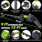 2-in-1 Cordless Pole Saw, 6 Inch Brushless Pole Chainsaws Mini Handheld Chainsaw with 2× 21V Batteries, 6.5lb Lightweight, Auto Oiling, 15 FT MAX Extension Pole Saws for Tree Trimming