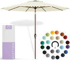 Midtown Umbrellas Sunbrella Umbrella Outdoor Patio Umbrella 2-9 Feet in Canvas Natural Acrylic Fabric, Auto-Tilt Aluminum Frame For Backyard Umbrella, Deck Umbrella & Porch Umbrella - Wooden Pole