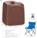 COSTWAY Portable Steam Sauna, 3L Foldable Sauna Spa with Remote Control, 9-Gear Temperature and Timer, Atomization Function, Personal Sauna Tent for Relaxation at Home (Coffee)