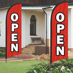 Open Flags for Businesses, 9.18FT Double-Sided Outdoor Advertising Swooper Banner with Pole Kit & Ground Stake – Tear-Resistant Polyester Feather Flag for Shops, Events & Promotions