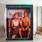Smartmak Portable Far Infrared Sauna, Home Two Person Sauna Box with 660nm Red Light Therapy Lamp, X-Large Full Size Indoor SPA Tent for Body Recovery, Remote Control, 2 Folding Chairs, Blackgreen