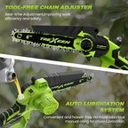 Mini Chainsaw, 6-Inch Electric Chainsaw Cordless, Upgraded 900W Brushless Portable Handheld Small Chain Saw with Auto Chain Regulator & Auto Oiler for Wood Cutting/TreeTrimming/Courtyard (Green)