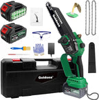 Mini Chainsaw Cordless 8 Inch, Goldsea Electric Hand Chain Saw with 2 Pack 4000mAh 21V Battery, Small Chainsaw Powered Saw for Garden Yard Cutting Wood/Tree Tools Best Gifts for Dad, Husband