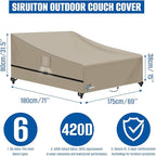 SIRUITON Garden Patio Rattan Daybed Cover Patio Bed Cover 69" W x 71" D x 31.5" H,Heavy Duty 420D Oxford Waterproof Outdoor Double Sofa/Patio Bed Lounger Covers