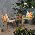 Magpie Fabrcis Pack of 2 Outdoor Waterproof Throw Pillow with Insert 18 x 18 Inch, Christmas Decorative Back Cushion Pad for Garden Patio Tent Balcony Couch Sofa (Embry Red Hibiscus)