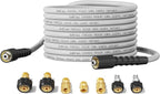 Giraffe Tools Pressure Washer Hose 50FT X 1/4", 3200 PSI Pressure Washing Hose, Kink Resistant, Heavy Duty Power Washer Hose, M22 to 3/8" Quick Connect Couplers for Replacement, 7 Accessories