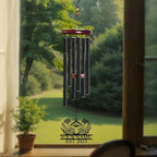 Personalized Customize Name Fantasy Mushroom Wonderland Wind Chime, Metal Iron 37 Inch Outdoor Memorial Gift for Garden Yard Patio Home Decor, Black (Style A)