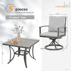 HAPPATIO 5-Piece Patio Outdoor Dining Set - All Aluminum Outdoor Patio Table and Chairs Set for 4 includes 1 Square Dining Table and 4 Swivel Dining Chairs, Patio Outdoor Dining Set for Lawn or Garden