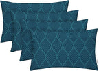 RSH Décor - Jumbo Lumbar Throw Pillows – Set of 4 | 26" x 16" | Outdoor Use – Patio, Lounge, Adirondack, Deck | Water & Fade-Resistant | Includes Down-Alternative Inserts | Fenbrook Blue