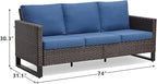 Rilyson Wicker Outdoor Couch Patio Sofa - 3 Seater Rattan Outdoor Patio Couch with Waterproof Wicker,Comfortable Cushions and Sturdy Metal Frame for Outside Porch Deck Backyard Garden(Brown/Blue)