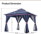 LAUSAINT HOME Outdoor Patio Gazebo 10'x10' with Expansion Bolts, Heavy Duty Gazebos Shelter Party Tent with Double Roofs, Mosquito Nettings and Privacy Screens for Backyard, Garden, Lawn, Elegant Blue