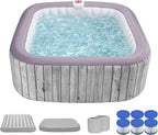 Inflatable Hot Tub for 4-6 Adults – Portable Blow Up Hot Tub with 130 Air Jets, FastFill System & Thermal Cover – Outdoor Spa Hot Tubs for Patio, Backyard & Travel Use (Laminated PVC Square)