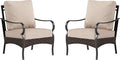 PHI VILLA Outdoor Wicker Chairs Sofa of 2, All Weather High Back Rattan Chairs 2 Seats with Comfy Cushions for Porch Deck, Beige
