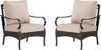 PHI VILLA Outdoor Wicker Chairs Sofa of 2, All Weather High Back Rattan Chairs 2 Seats with Comfy Cushions for Porch Deck, Beige