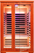 2 Person Sauna Infrared Sauna Room Far Infrared for Sauna Home Indoor 1880W/110V Low-EMF Wood Okoume Dry Sauna Two Person Sauna with Air Hole, 7 Color Therapy, Speaker (47.2 * 41.3 * 74.8 in)