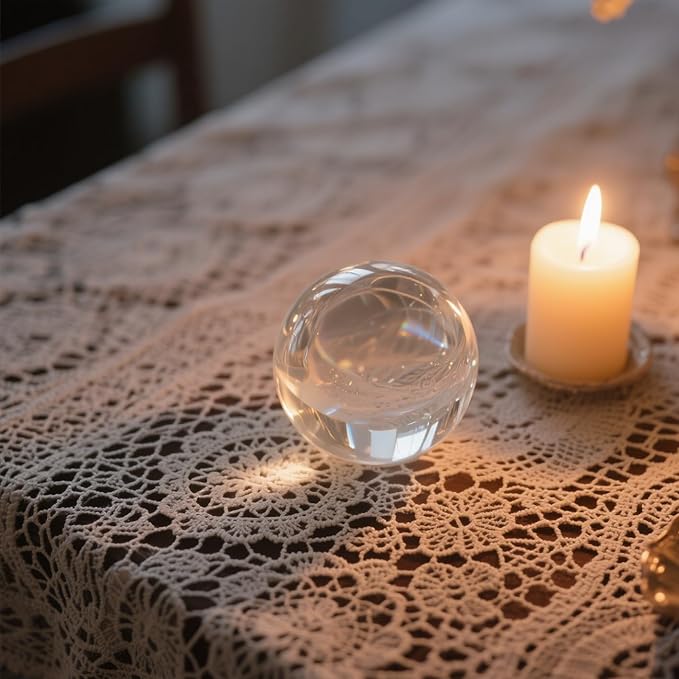 Crystal Ball, Glass Balls, Decorative Balls, Clear Crystal Ball with Wooden Stand, K9 Glass Ball for Home Decoration, Photography, FengShui,Fortune Teller Accessories (100mm)