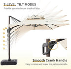 JZAC & QZYD 10 X 13 FT Cantilever Patio Umbrella with Base Included Heavy Duty Rectangle Offset Outdoor Large Double Top Umbrellas with 360° Rotation for Deck Backyard Garden, Beige