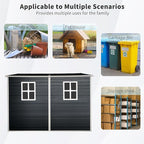 4x8 FT Resin Storage Sheds Outdoor with Floor, 2 Windows & Lockable Door Storage Shed - Waterproof Garden Tool Shed, Patio & Backyard Tool Storage Cabinet Use - Black