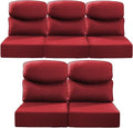 Luxury 22x24/22x25 6-Inch Smile Outdoor Cushions for Patio 5 Piece Set - Set of 5 Zippered Outside Pillows for Wicker Metal Dining Rocking Swivel Chairs Loveseat Couch Sectional Sofa - Red