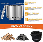 20 inch Large Firepit Outdoor, Thickened 304 Stainless Steel Firepits for Outside, Wood Burning Fire Pit with Portable Carrying Storage, Removable Ash Pan, Camping Backyard (Silver, 20 X 14.4 INCH)