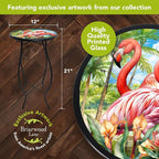 Briarwood Lane Flamingo Pair Cast Iron/Glass Plant Stand