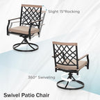 PHI VIALLA Patio Chairs Outdoor Swivel Dining Chairs Outdoor Furniture Chairs Set of 6 with Cushion Suports 300lbs for Lawn Garden Backyard Weather Resistant-Black Frame