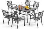 PHI VILLA 7 Pieces Patio Dining Set, Outdoor Dining Table Set for 7 with Stackable Patio Dining Chairs, Patio Table and Chairs Set for Outsides, Black Style 2