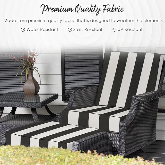 RSH DECOR: Deep Seating Cushion with Pillow Back | 25” x 25” Seat | Water and Fade-Resistant Spun Fabric | Outdoor Chair Cushion Set for Patio Furniture | Fenbrook Teal