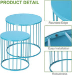 SUNNYPARK Outdoor Side Table Set of 2, Metal Circle Accent End Tables for Balcony Backyard Garden Indoor Living Room, Durable Black Nesting Coffee Tables, 20”+16” Dia
