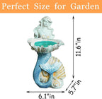 12" Mermaid Garden Lighting Statue Art, Solar Night Light, Yard Sculpture, Outdoor Lawn Solar Decor, Powered Statue, Landscape Path Light Ornament Figurine, Vivid Mermaid Lamp