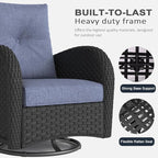 LayinSun 7 Pieces Outdoor Patio Furniture Set with Fire Pit Table, Rattan Wicker Sectional Swivel Rocker Chairs Sets
