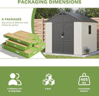 Patiowell 8 x 8 FT Plastic Outdoor Storage Shed with Floor, Resin Shed with Window and Lockable Door for Garden, Backyard, Tool Storage Use, Easy to Install in Beige (Kick-it Shed)