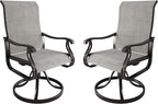 Amopatio Patio Swivel Chairs Set of 2, Outdoor Swivel Rocker Dining Chairs with All Weather Textilene High Back & Metal Frame, for Backyard Deck Lawn, Light Gray