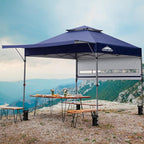 EAGLE PEAK 17x10 Pop up Gazebo Canopy Tent Outdoor Instant Canopy Shelter with Adjustable Dual Half Awnings (Blue)