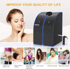 Giantex Portable Steam Sauna, Personal Therapeutic Sauna for Detox, Temperature & Timer Adjustable, 800W Sauna Box Spa w/Chair, 3L Steamer,Massage Roller,Mat,Remote Control, Home Sauna Tent (Black)